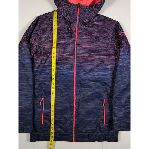 Roxy DryFlight 10K Snow Jacket Women M Blue Pink Hooded Waterproof Ski Snowboard - Picture 15 of 16